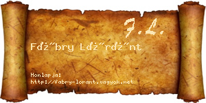 Fábry Lóránt névjegykártya