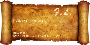 Fábry Lóránt névjegykártya